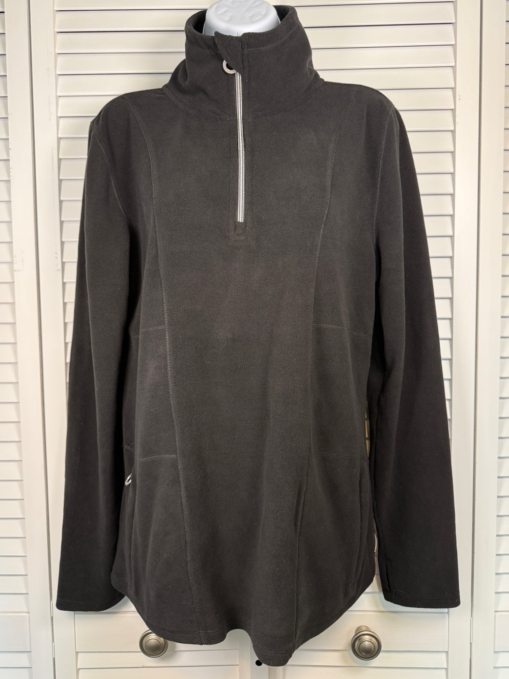 Calvin Klein Women’s Charcoal black Zip-Neck Fleece Pullovers